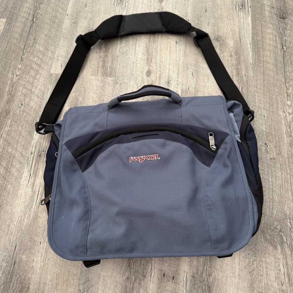 Jansport Messenger Bag Adjustable Crossbody Strap Travel Zippers Laptop Sleeve